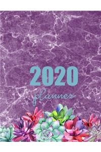 2020 Planner: Succulents and purple marble