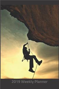 Plan on It 2019 Weekly Calendar Planner - Hanging in There What a View Mountain Climbing