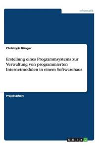 Erstellung eines Programmsystems zur Verwaltung von programmierten Internetmodulen in einem Softwarehaus