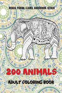 200 Animals - Adult Coloring Book - Koala, Panda, Llama, Anaconda, other