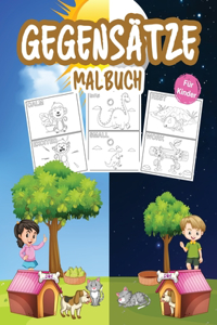 Gegensätze Malbuch für Kinder