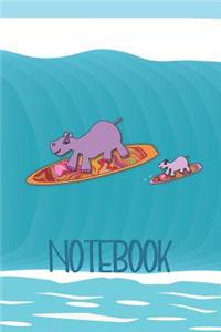 Hippo Mom and Baby Surfing Notebook