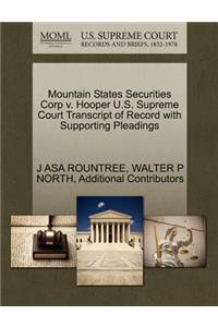 Mountain States Securities Corp V. Hooper U.S. Supreme Court Transcript of Record with Supporting Pleadings