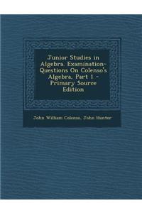 Junior Studies in Algebra. Examination-Questions on Colenso's Algebra, Part 1 - Primary Source Edition