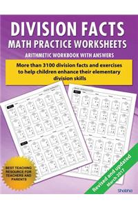 Division Facts Math Practice Worksheet Arithmetic Workbook With Answers