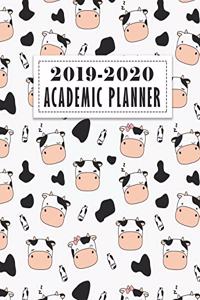 2019-2020 Academic Planner: Cute Cow Pattern Daily, Weekly & Monthly Planner And Organizer For Students And Teachers