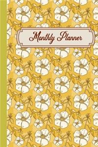 F4 Monthly Planner White Yellow Flowers Covers