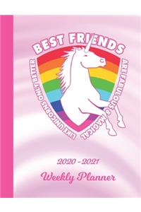 Weekly Planner: Best Friend White Unicorn 1 Year Organizer (12 Months) - 2020 - 2021 - Appointment Calendar Schedule - 52 Week Pages for Planning - January 20 - Dec