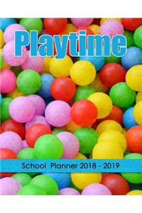 Playtime: School Planner School Year 2018 - 2019 8x10 Inch Wave Academic Planner with Class Schedules, Passwords, Notes and Daily Planner for Homework