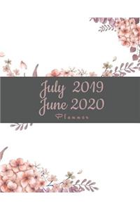 July 2019-June 2020 Planner: Watercolor Floral Cover, 12 Months July-June Calendar, Daily Weekly Monthly Planner 8 x 10