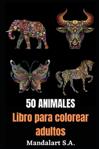 50 animales libro para colorear adultos