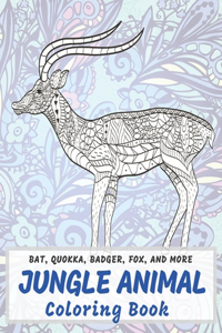 Jungle Animal - Coloring Book - Bat, Quokka, Badger, Fox, and more