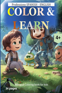 Bilingual Professions Coloring Book for Kids & toddlers.