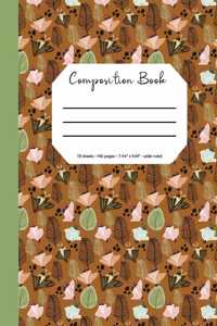 Composition Book: Flower/Botanical Cover, 70 Sheets, 140 Pages, Perfect for Students