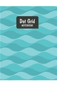 Dot Grid Notebook: Blue Green Waves Dotted Notebook Paper 8.5 X 11, Bullet Journal - Dot Grid Journal Graphing Pad Drawing And Taking Notes