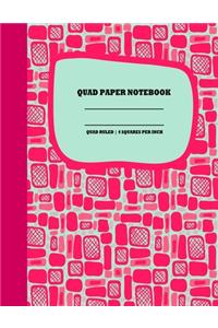 Quad Paper Notebook. Quad Ruled-4 Squares Per Inch