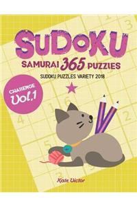 Sudoku Samurai 365 Puzzles Challenge Vol.1: Sudoku Puzzles Variety 2018