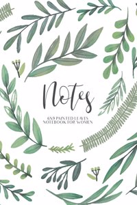 Notes: 6X9 Painted Leaves Notebook For Women