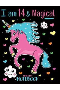 I Am 14 and Magical Unicorn Notebook