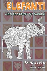 Libri da colorare per bambini - Linee spesse - Animale carino - Elefanti
