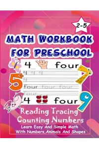 Math Workbook for Preschool Reading Tracing Counting Numbers