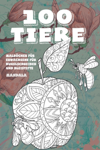 Malbücher für Erwachsene für Kugelschreiber und Bleistifte - Mandala - 100 Tiere
