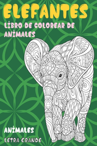 Libro de colorear de animales - Letra grande - Animales - Elefantes