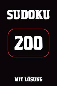 Sudoku 200 mit Lösung: 9x9, Puzzle Rätsel Heft, mittel, 2 Rätsel pro Seite