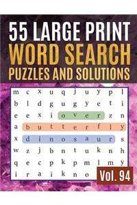 55 Large Print Word Search Puzzles and Solutions