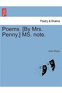 Poems. [By Mrs. Penny.] Ms. Note.