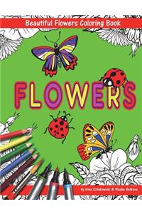 Beautiful Flowers With Ladybugs And Butterflies Coloring Book For Children