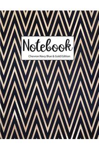 Notebook Chevron Navy Blue and Gold Edition