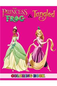 Princess and the Frog and Tangled Coloring Book: 2 in 1 Coloring Book for Kids and Adults, Activity Book, Great Starter Book for Children with Fun, Easy, and Relaxing Coloring Pages