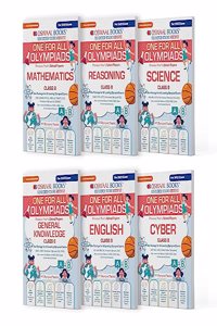 Oswaal One For All Olympiad Previous Years Solved Papers Class 8 (Set of 6 Books) Maths, English, Science, Reasoning, Cyber & General Knowledge (For 2023 Exam)
