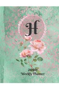 Plan On It Large Print 2020 Weekly Calendar Planner 15 Months Notebook Includes Address Phone Number Pages - Monogram Letter H