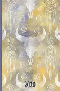 Prairie Paper Watercolor Cow Skull and Feathers