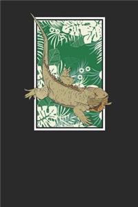 Iguana With Leaves