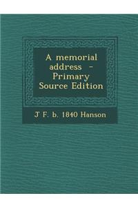 A Memorial Address