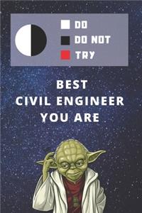 Medium College-Ruled Notebook, 120-page, Lined - Best Gift For Civil Engineer - Funny Yoda Quote - Present For Engineering Job