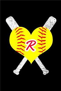 R Monogram Initial Softball Journal