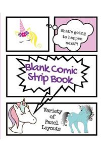 Blank Comic Strip Book Unicorns