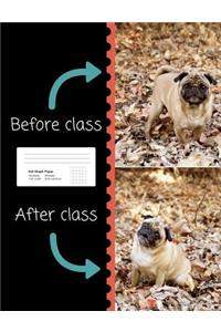 Pug Before & After Class Graph Paper Composition Book
