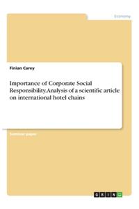 Importance of Corporate Social Responsibility. Analysis of a scientific article on international hotel chains