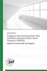 Exigence de Transparence Des Sociétés Commerciales Dans l'Espace Ohada