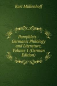 Pamphlets - Germanic Philology and Literature, Volume 1 (German Edition)