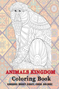 Animals kingdom - Coloring Book - Kangaroo, Monkey, Giraffe, Cobra, and more
