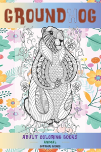 Adult Coloring Books Outdoor Scenes - Animal - Groundhog