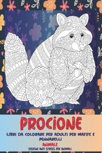 Libri da colorare per adulti per matite e pennarelli - Disegni Anti stress per animali - Animale - Procione