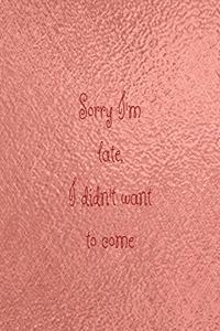 Sorry I'm late, I didn't want to come