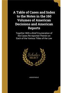 A Table of Cases and Index to the Notes in the 160 Volumes of American Decisions and American Reports